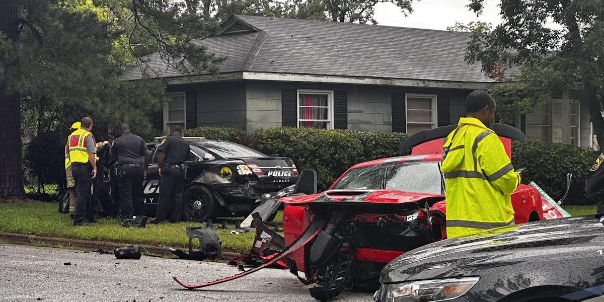Albany PD officer involved in crash, street sign run over