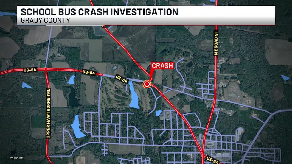Student hurt in Grady County School bus crash at Highway 112 and U.S. 84 West