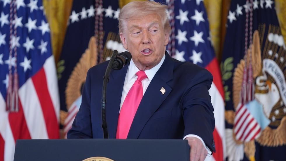President Donald Trump speaks during an event on foster care in the East Room of the at the...
