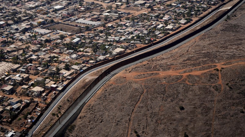 FILE - The U.S. Border with Mexico is seen in an aerial view Jan. 31, 2025, near San Diego.