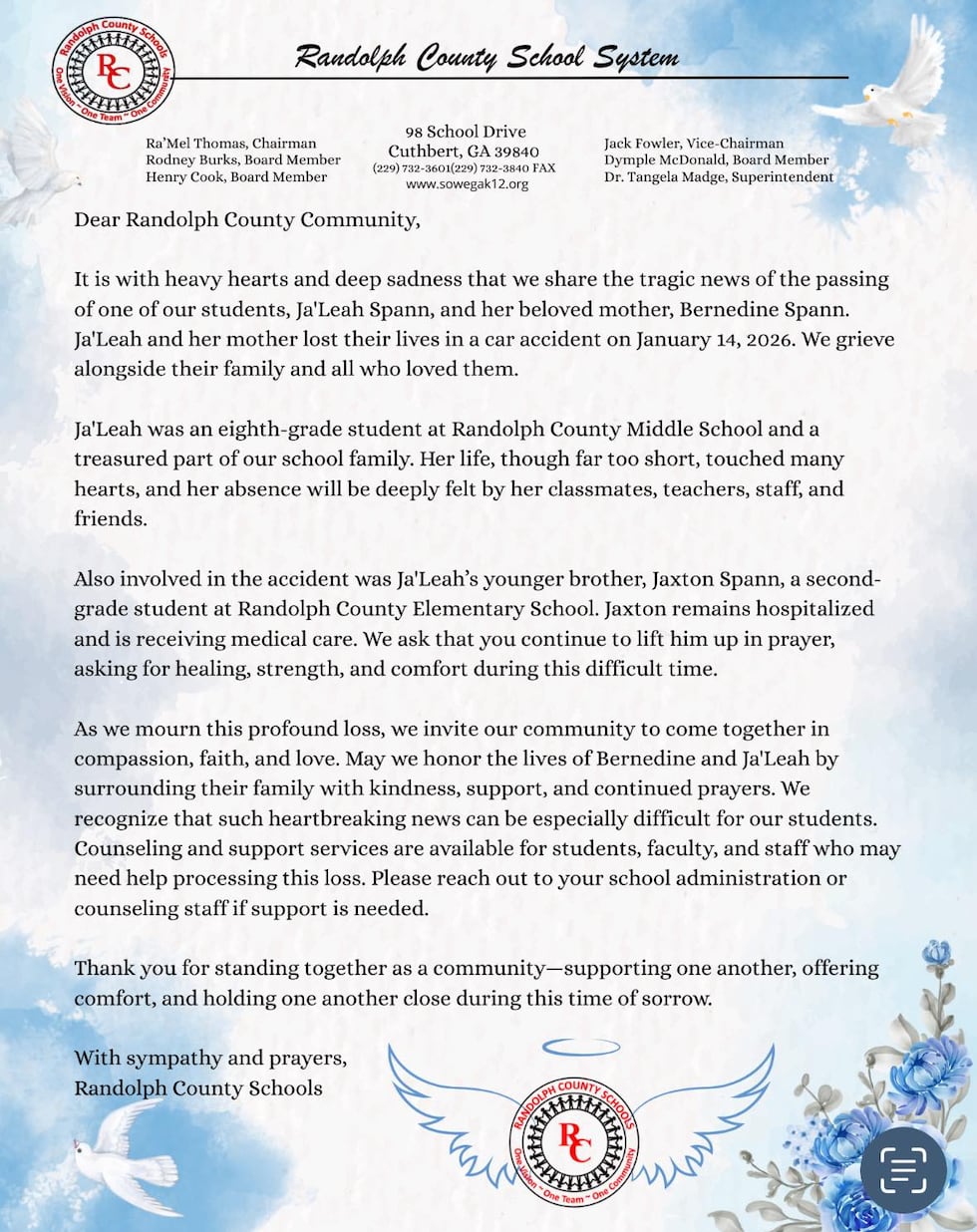 Statement from Randolph County Schools