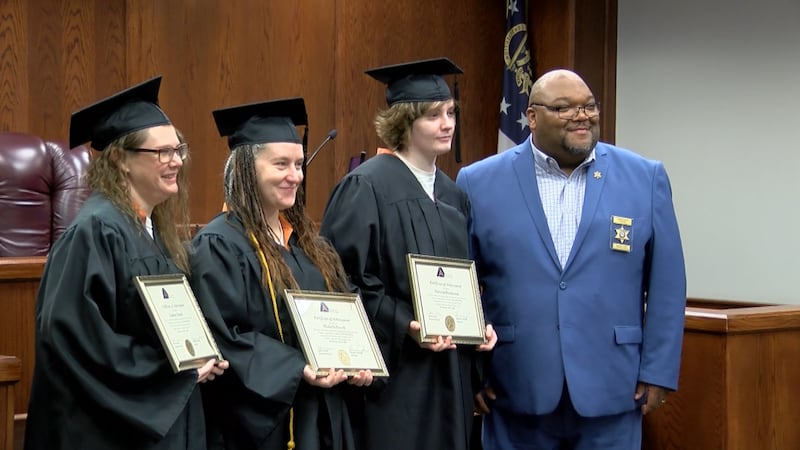 Pictured left to right: Lindsay Roach, Michelle Sowell, Victoria Henderson, Sheriff Terron...