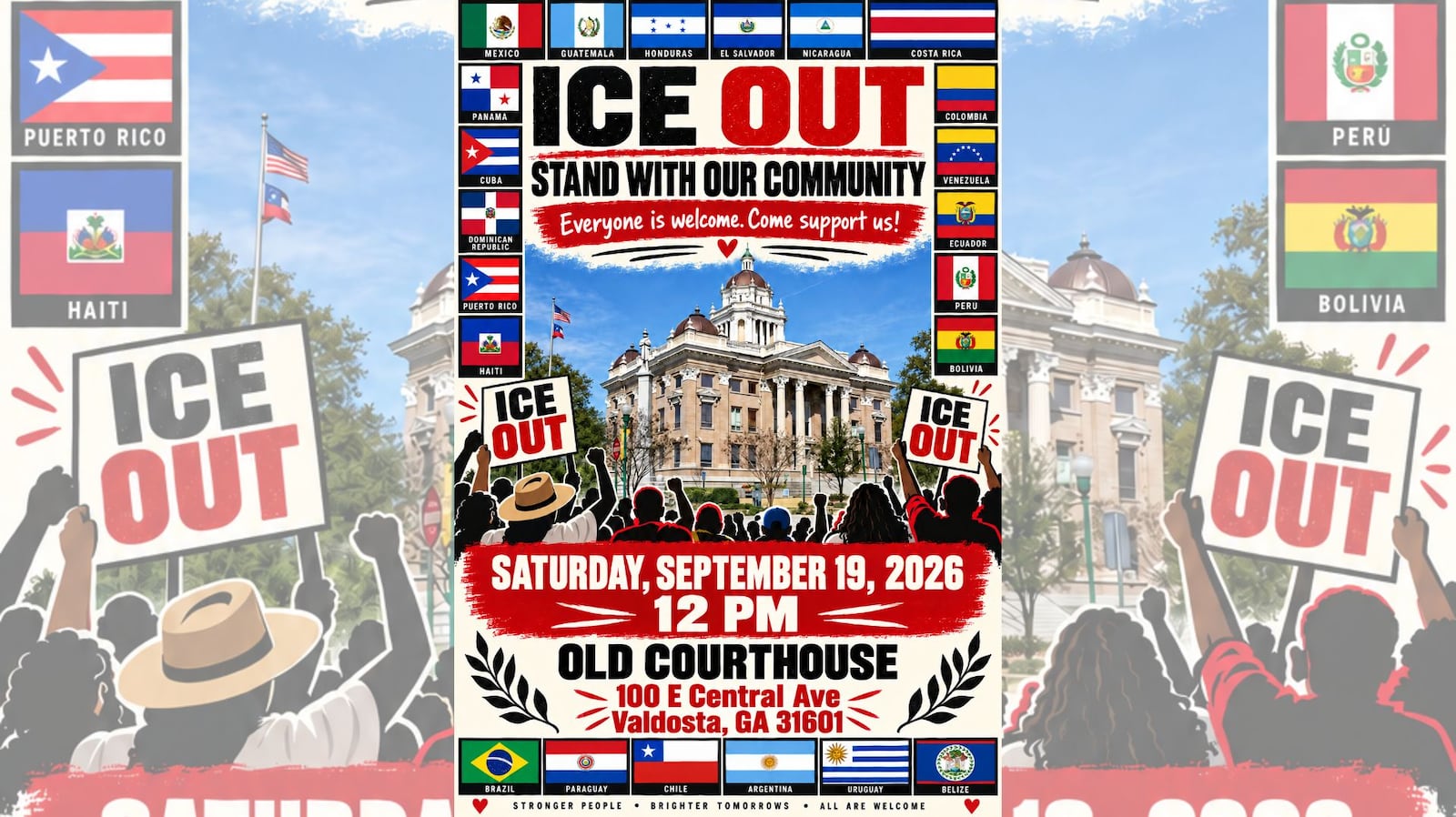 The protest is in support of the Hispanic Community.