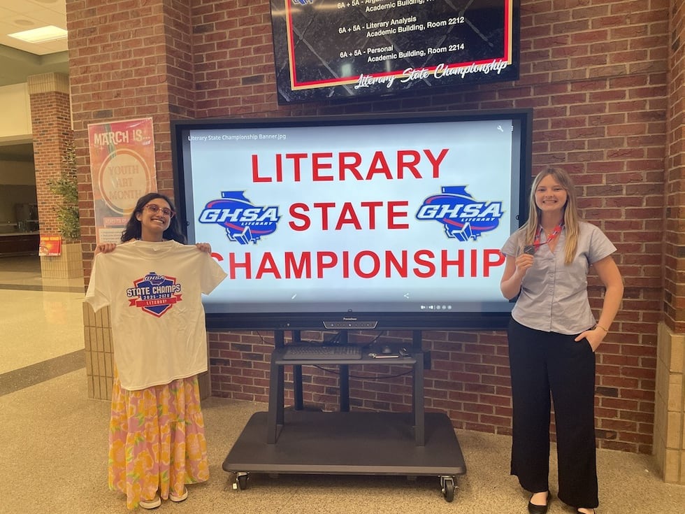 Lowndes HS students Anita Bandhavavi and Dylan Barr pose after winning 1st and 2nd place in...