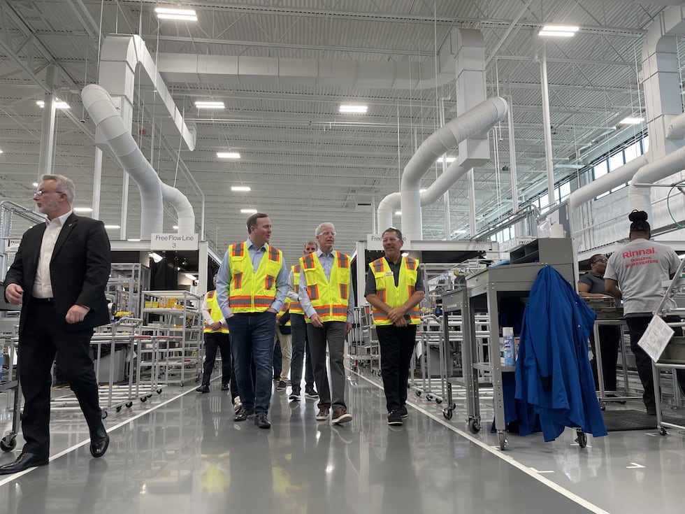 U.S. Energy Secretary Chris Wright (middle) visited Rinnai America Corporation in Griffin on...