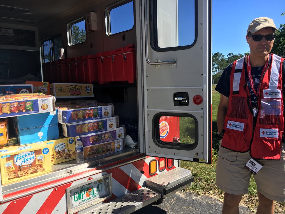 The American Red Cross Central Florida Chapter gave out food and drinks to residents in Newton...