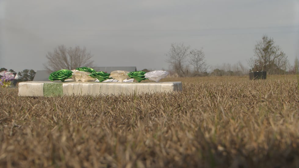 A damaged gravesite at the cemetery