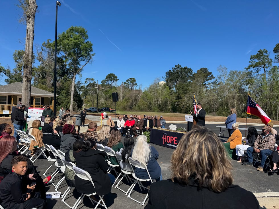 Community members gathered at Sims Park