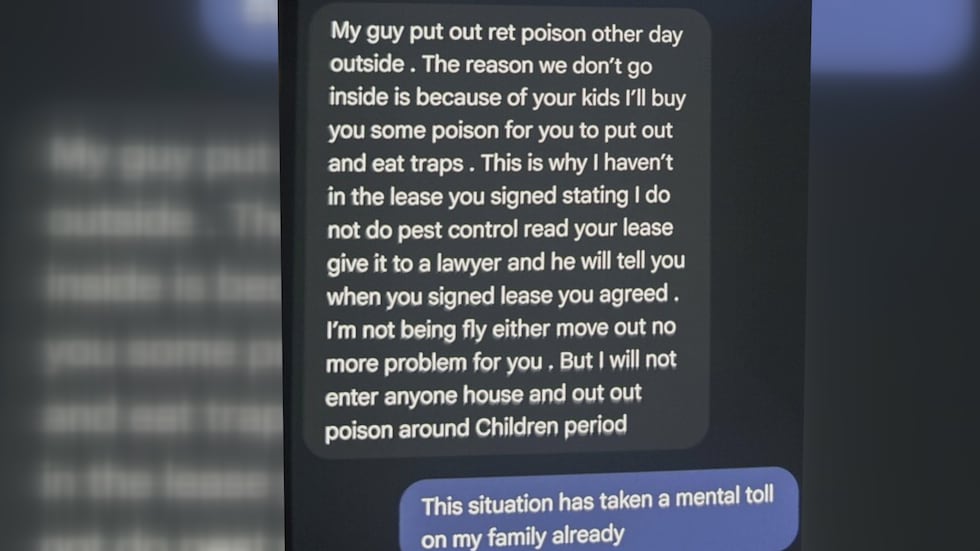Landlord acknowledges rat and bat problem