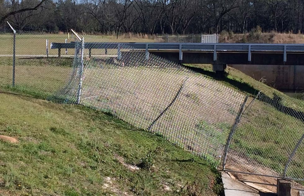 The fence was being repaired Wednesday morning