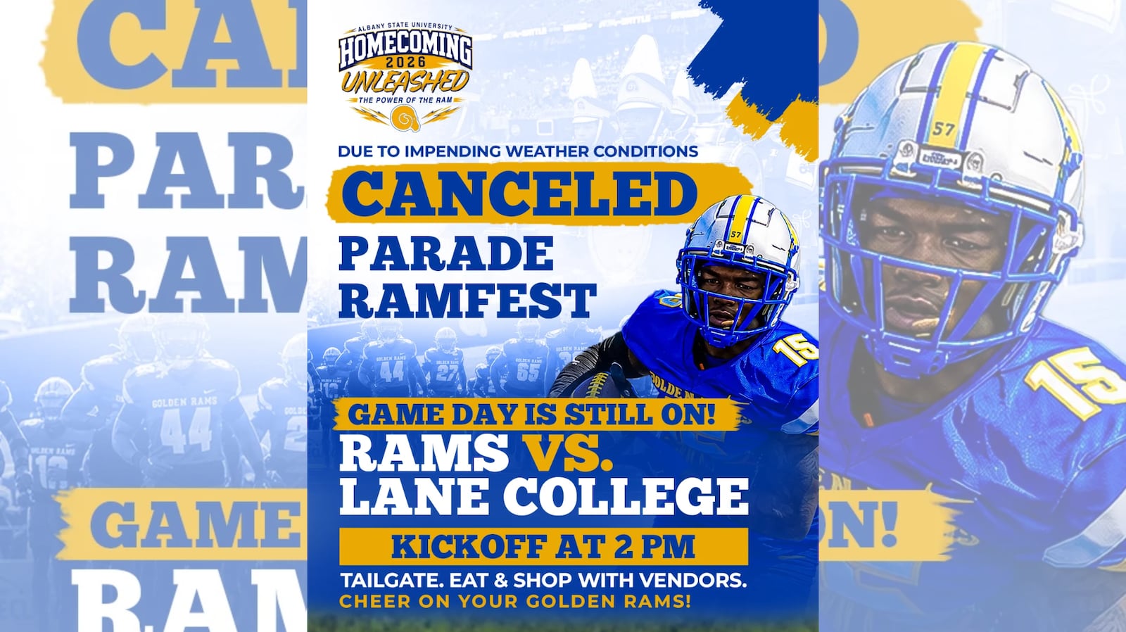 The homecoming football game remains scheduled