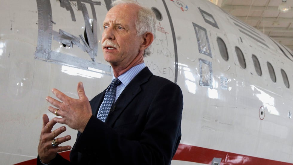 FILE - In this June 11, 2011 photo, former Capt. Chesley "Sully" Sullenberger talks to the...