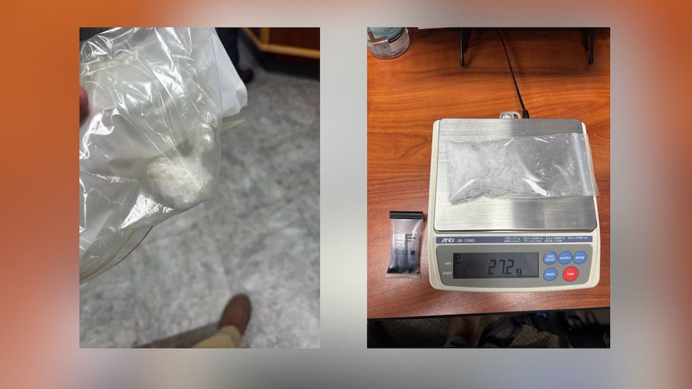 The sheriff's office said Alexander later surrendered approximately 27.2 grams of suspected...