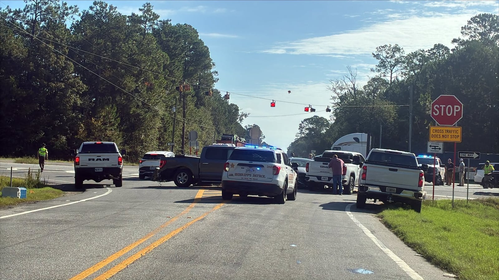 A three-vehicle wreck is causing major traffic delays at the intersection of State Route 32...