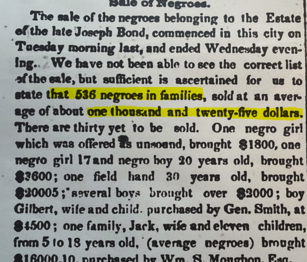 Over 500 slaves sold