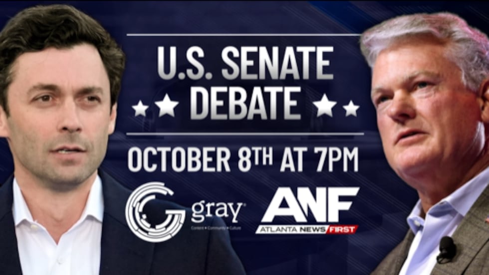 US Sen. Jon Ossoff and US Rep. Mike Collins will debate on Atlanta News First on Oct. 8, 2026.
