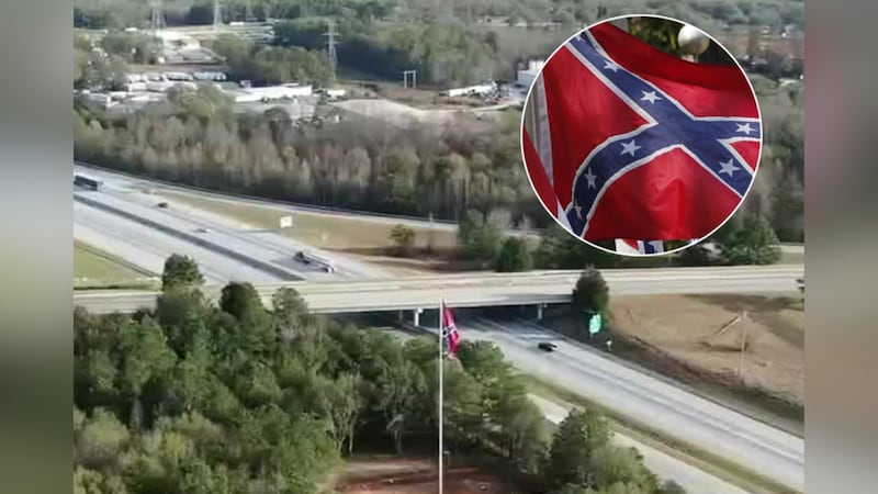 A Confederate flag flying over Interstate 85 in Upstate comes down after a court ruling.