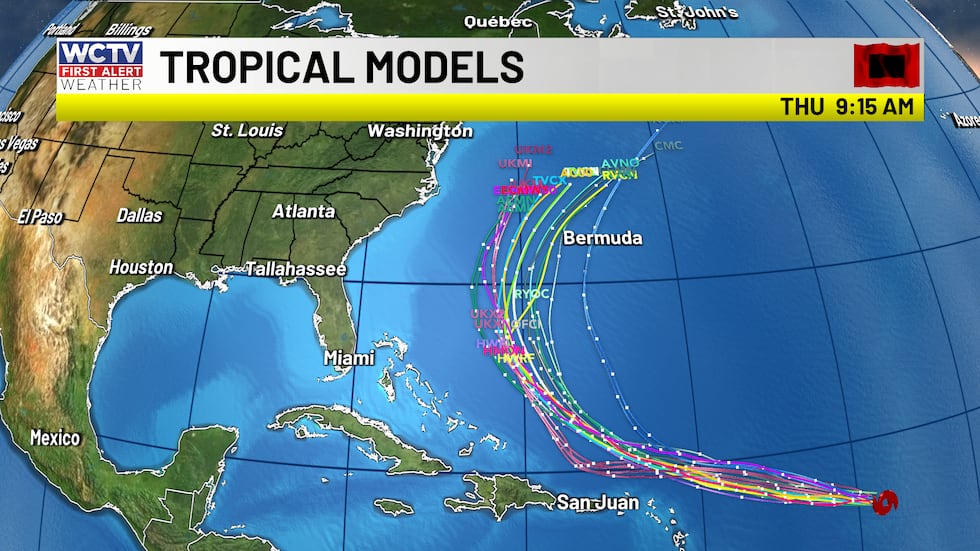 Hurricane models show a northward curve with Erin's track.