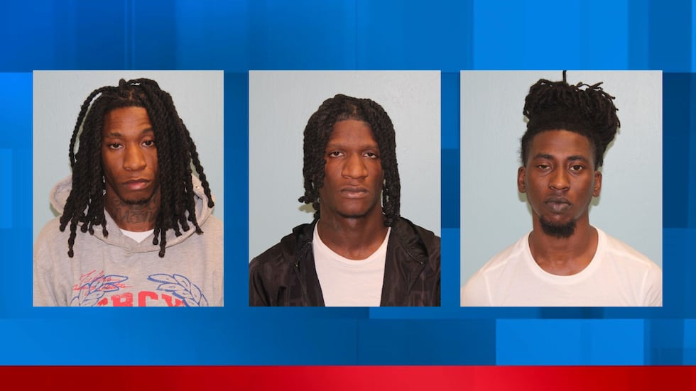 Kaliah Bush (left), Amaduis Bush (center) and Eric Gulley (right) were arrested following a...