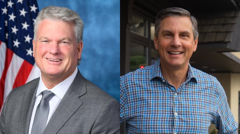Mike Collins, left, and Derek Dooley, right, are vying for the Republican nomination for...