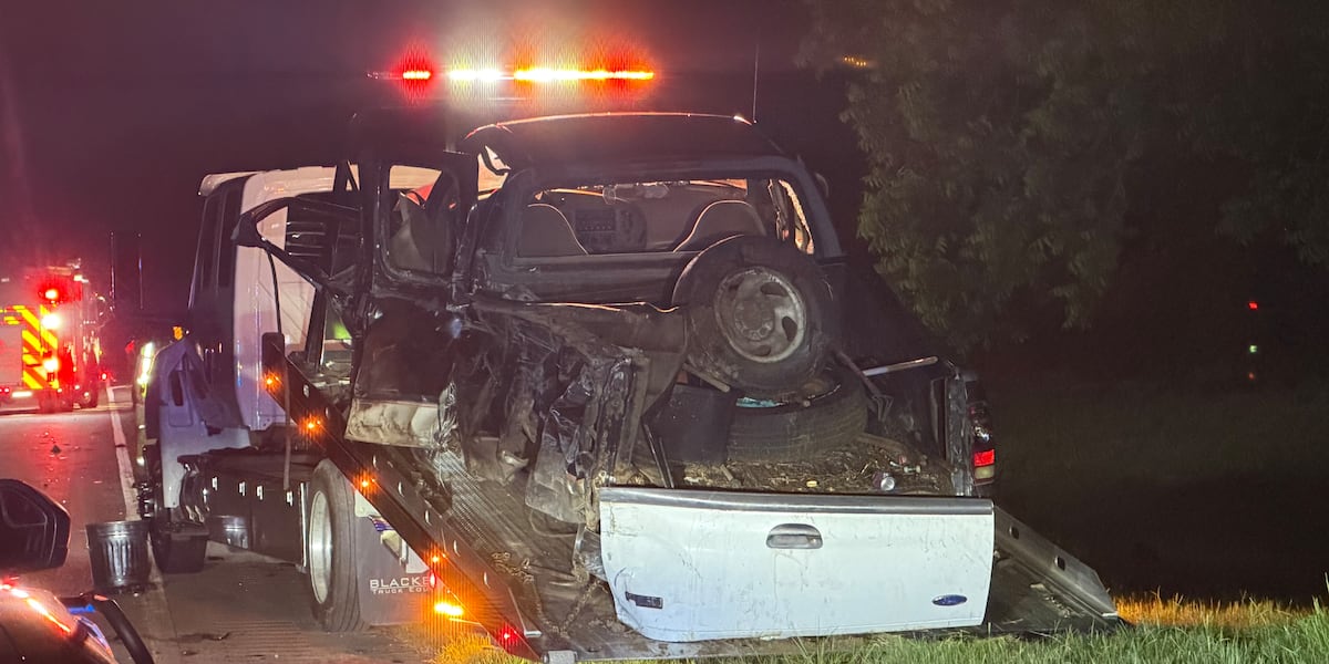 Semi-truck overturns on Highway 300 after collision with pickup truck