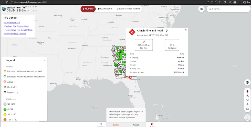 Pineland Road fire now 23% contained, over 32,000 acres