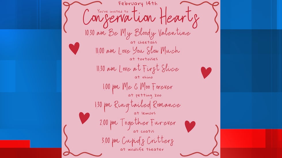 Chehaw Park and Zoo will host “Conservation Hearts” on Saturday, a Valentine’s Day event...