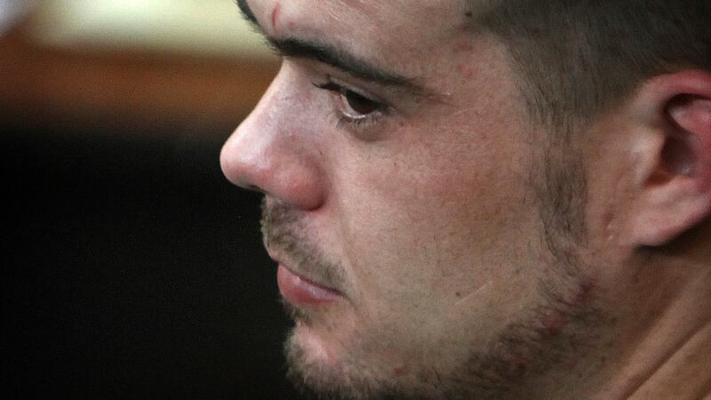 FILE - Joran van der Sloot sits in the courtroom before his sentencing at San Pedro prison in...