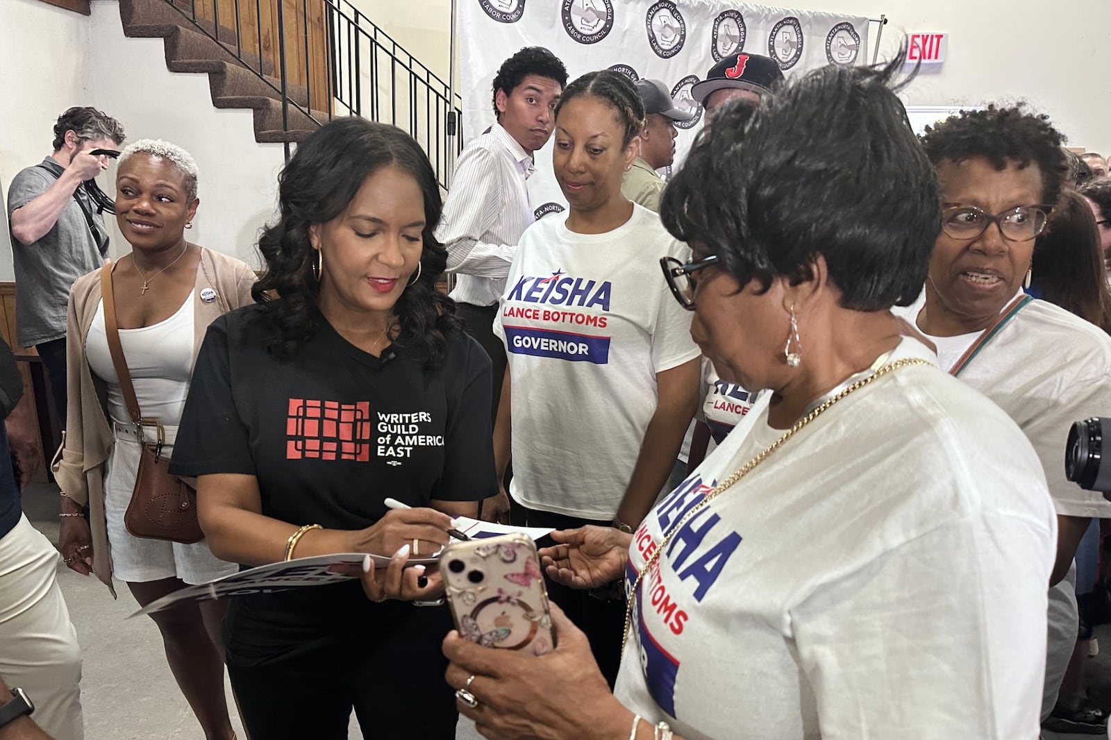 This photo taken with a smartphone shows Democratic gubernatorial candidate Keisha Lance...