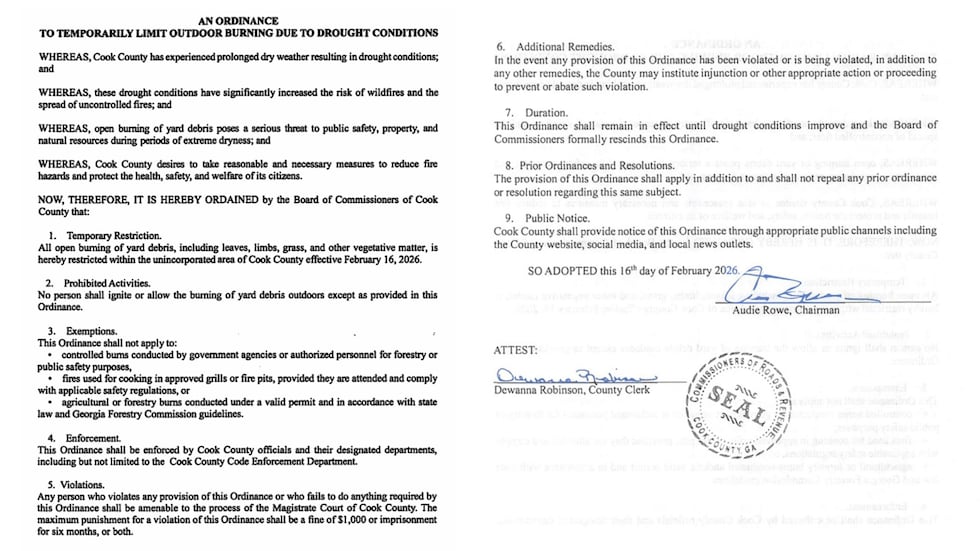 Cook County officials have implemented a temporary restriction effective Feb 16.