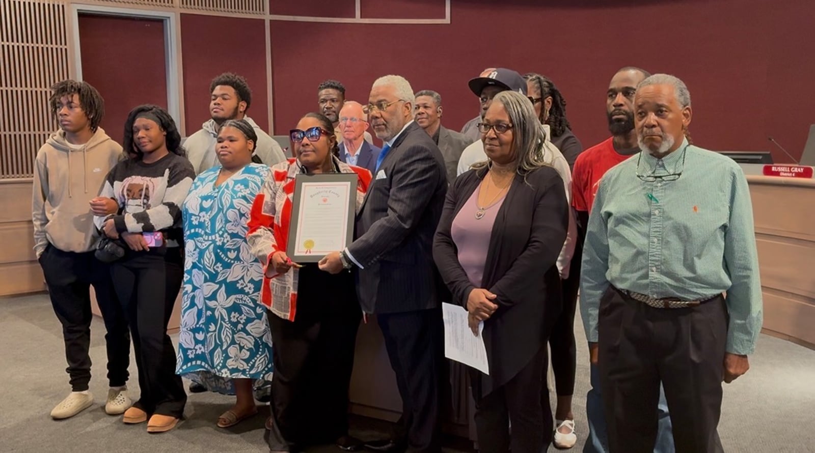 Commissioners presented a proclamation Monday (Oct. 19) recognizing Francis Nelson and Mamie...