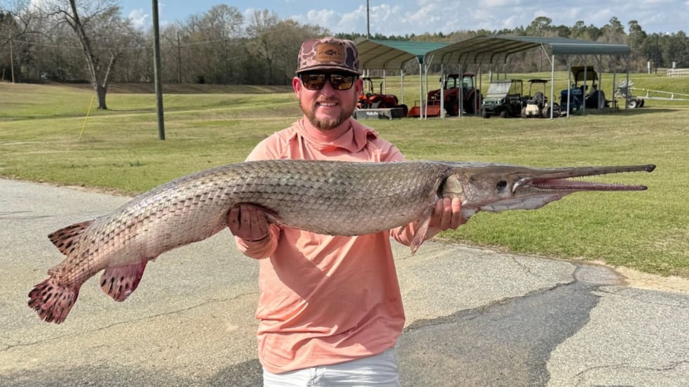 Silas Turner landed a nearly 32-pound longnose gar on Lake Blackshear