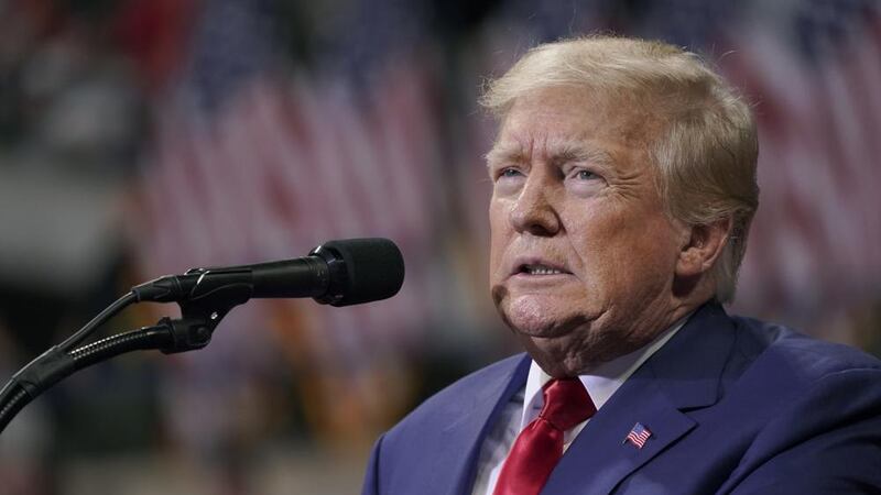 FILE - Former President Donald Trump speaks at a rally in Wilkes-Barre, Pa., Sept. 3, 2022....