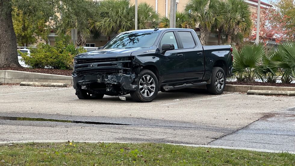 A damaged Chevy Silverado was found near the crash site Sunday afternoon.