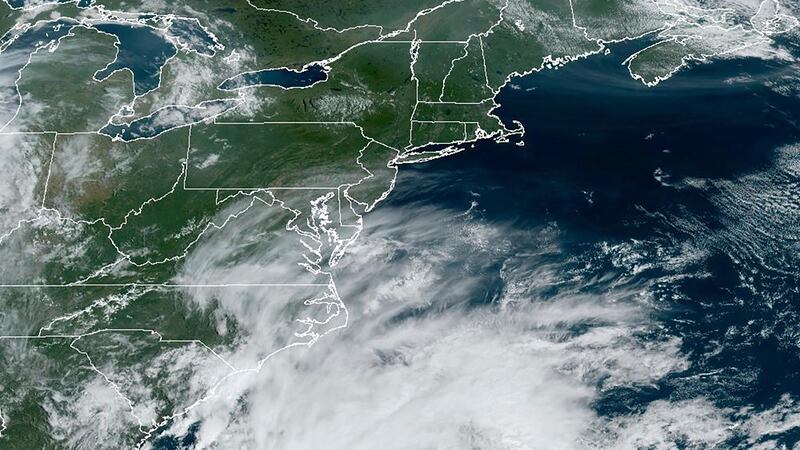 This Thursday, Sept. 21, 2023, satellite image provided by the National Oceanic and...