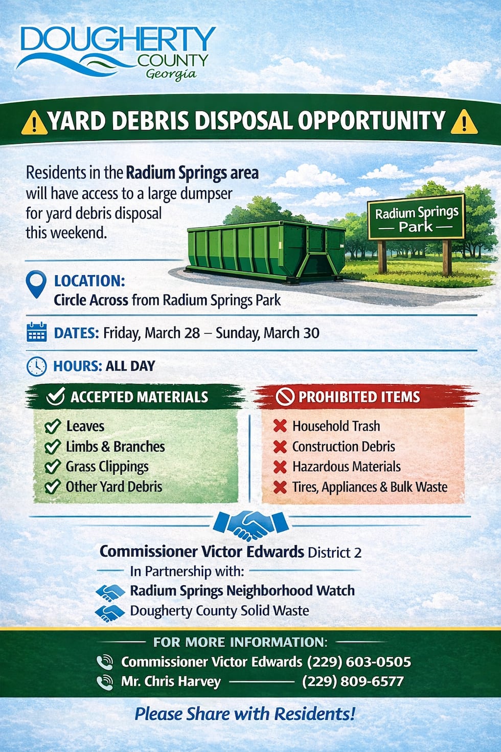 Radium Springs Cleanup Set for Weekend Yard Debris Drop-Off