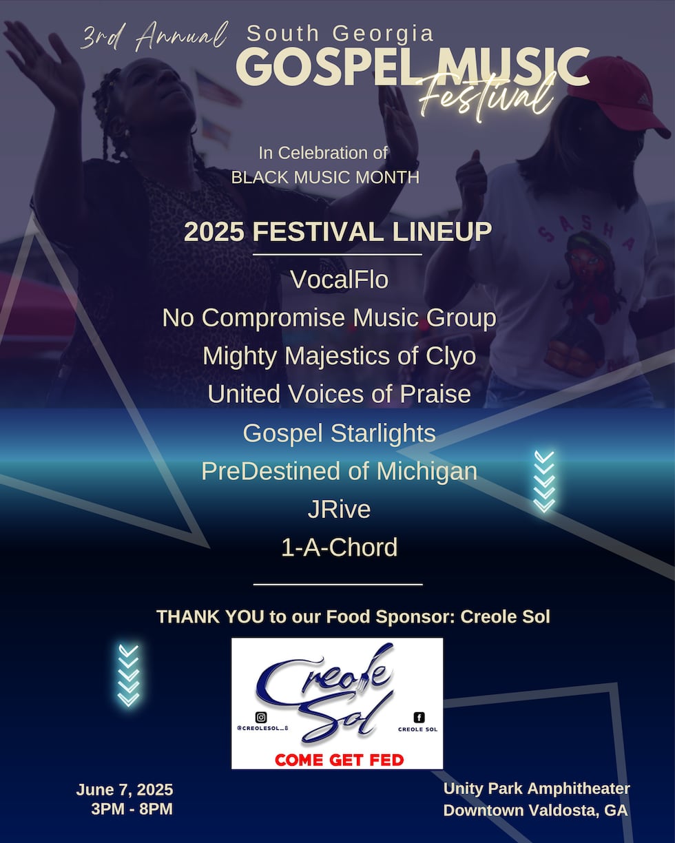 The community is invited to Unity Park as VocalFlo hosts the 3rd Annual South Georgia Gospel...