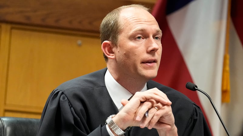 Fulton County Superior Judge Scott McAfee speaks in court, Tuesday, Feb. 27, 2024, in Atlanta....