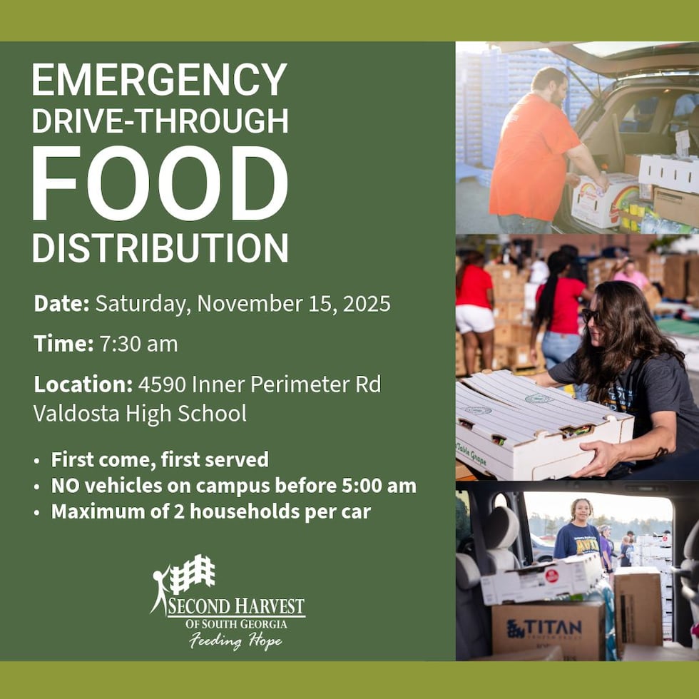Due to the ongoing government shutdown, Second Harvest of South Georgia will host an emergency...