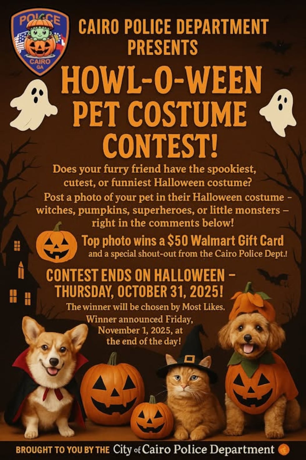 Cairo PD seeks costumed pets for ‘Howl-o-ween’ contest