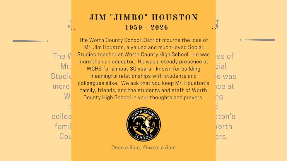 Social Studies teacher at Worth County High School, passed away, according to a Facebook post...