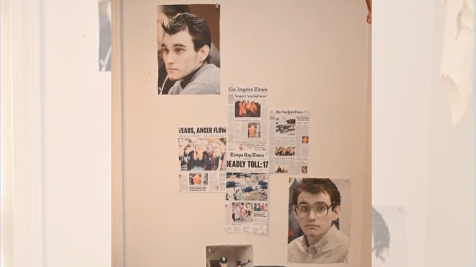 GBI photos of a shrine to Nikolas Cruz found in Colt Gray's room. Cruz carried out a 2018 mass...