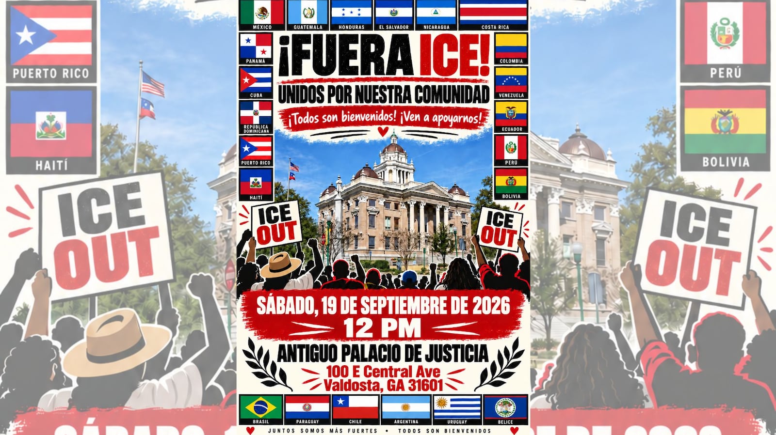 The protest is in support of the Hispanic community.