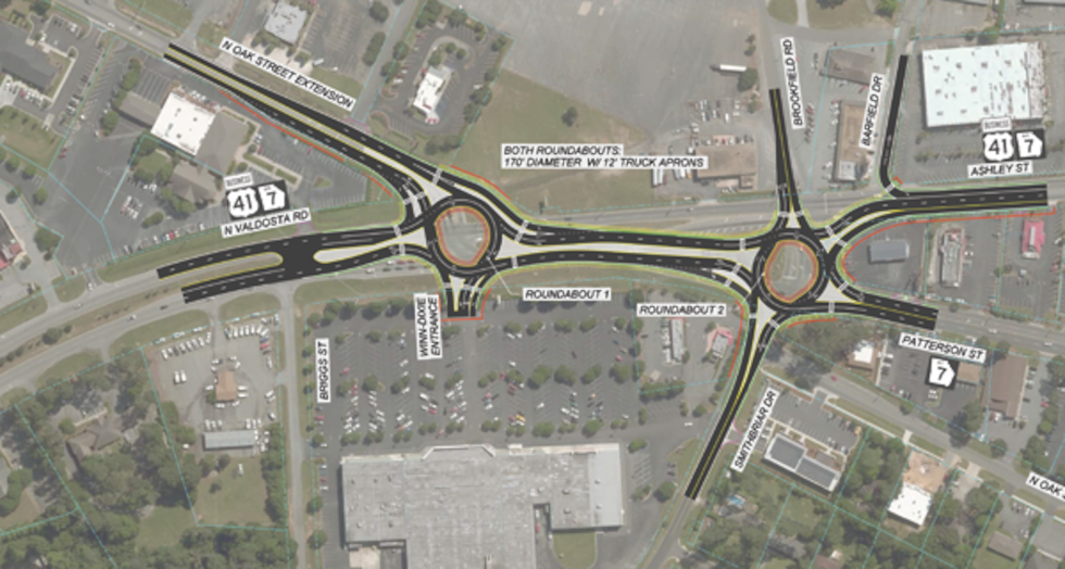 According to GDOT, the construction would convert the two signalized intersections to...
