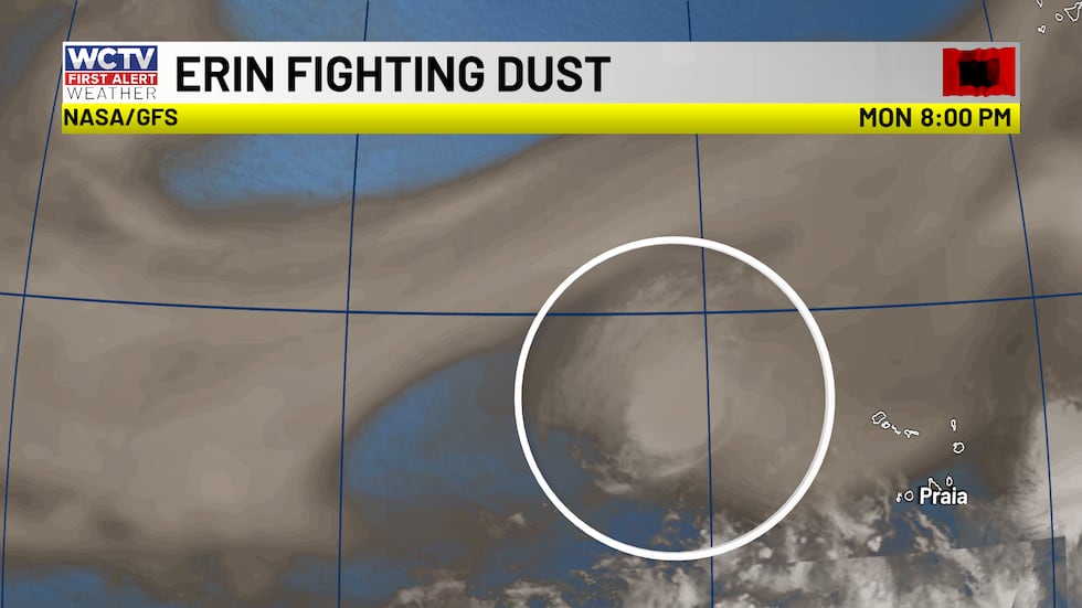 Erin was fighting dust early on during its life cycle.