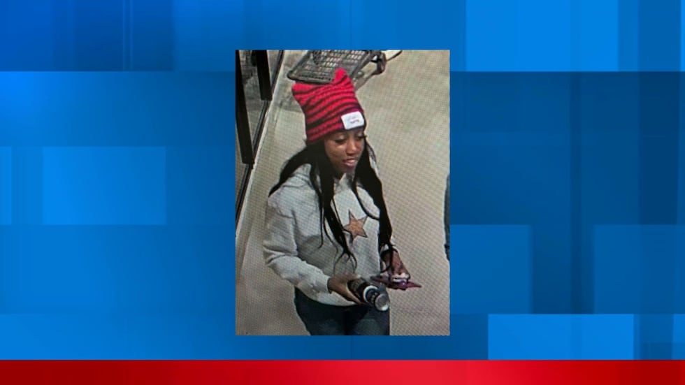 LCSO said the woman wearing a red hat became disorderly, made threats against employees, threw...