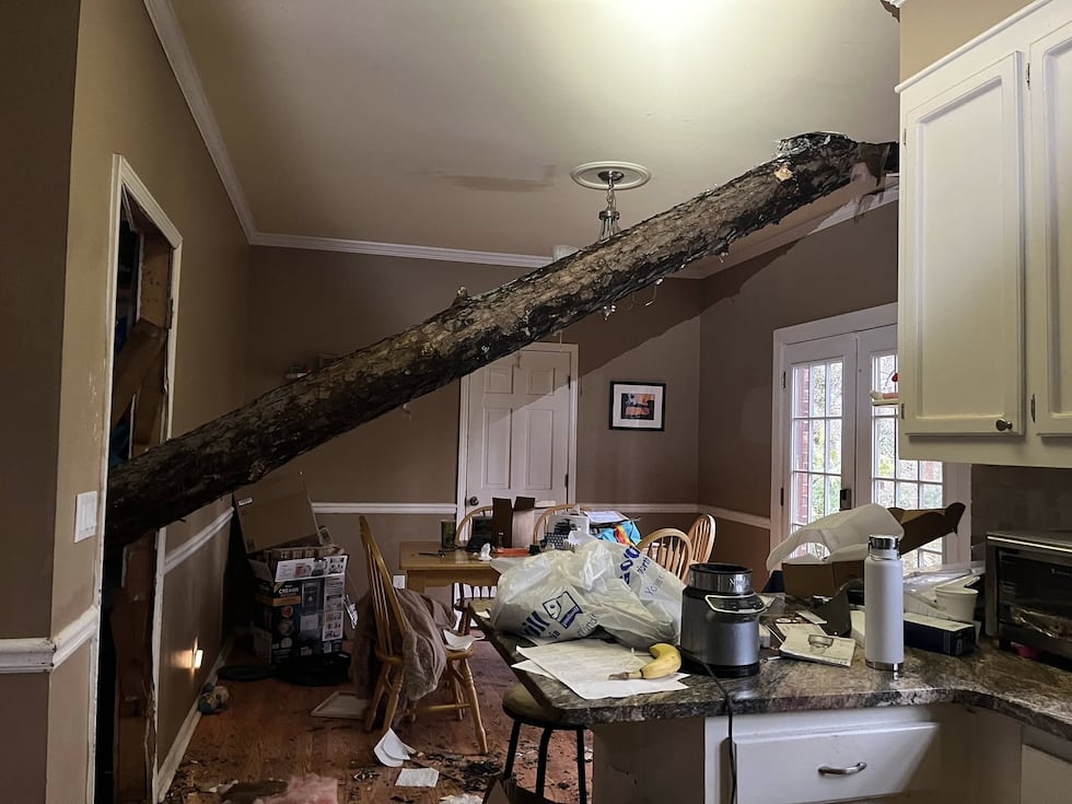 On Sunday, Jan. 25, Sandy Springs police shared this photo of a tree that crashed into a home...