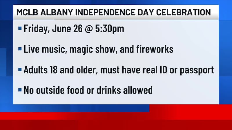 The Marine Corps Logistics Base is hosting an Independence Day celebration on Friday, June 26,...