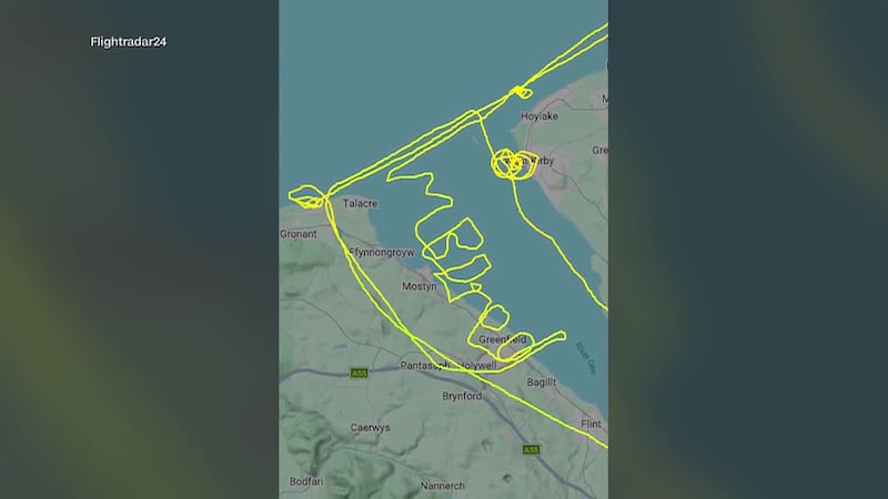 Radar reveals that a pilot on a lengthy test flight scrawled a message in the sky. (Source:...